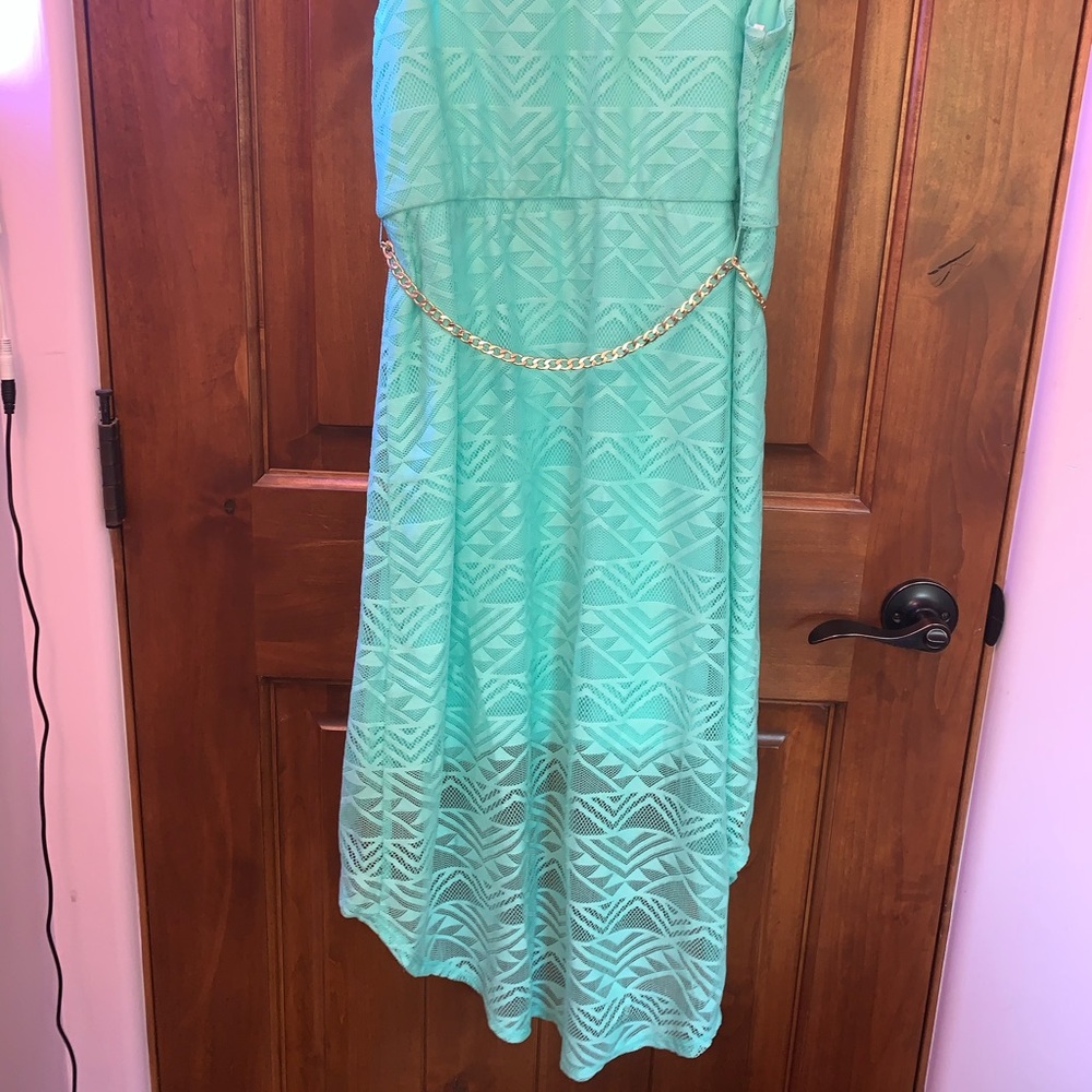 My Michelle Girls Teal Hi-Low Dress - Picture 3 of 5